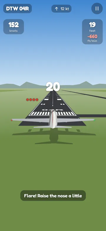 butter: a jet on short final over the runway with a flare prompt.